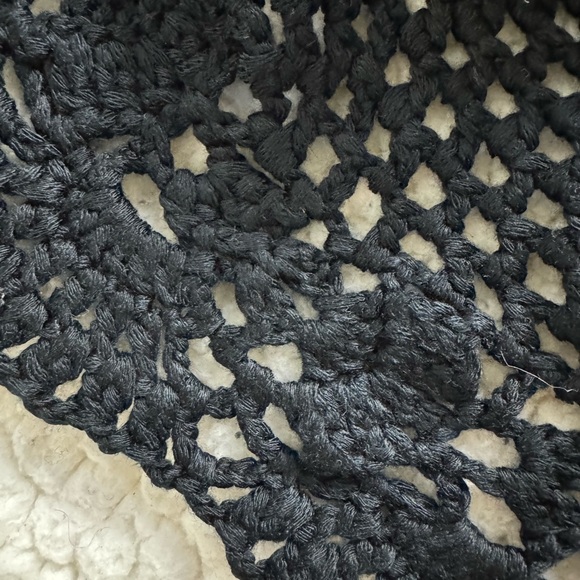 Fashion Nova Crochet Gypsy Hippie Top Off Shoulder Ruffle S/M Open Knit Festival - Picture 6 of 12